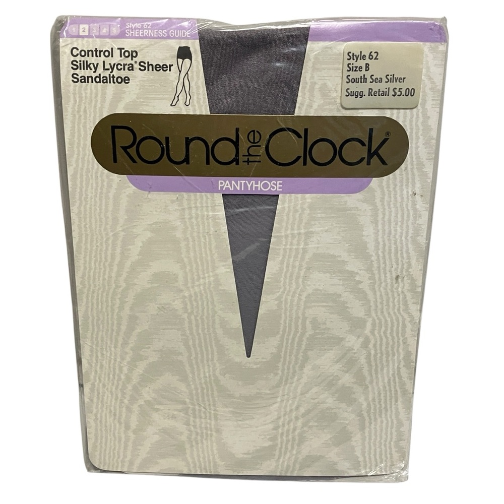NWT Round The Clock Sea Silver Control Top Sandaltoe Pantyhose